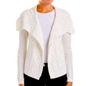 CAbi Cable Fisherman’s Knit Open Front Cardigan, Coastal, Beach, Minimalist M